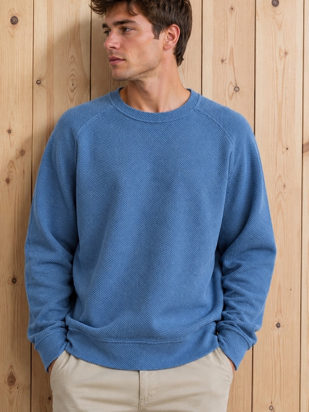 Kit and Ace Men's Light Blue Crewneck Sweater